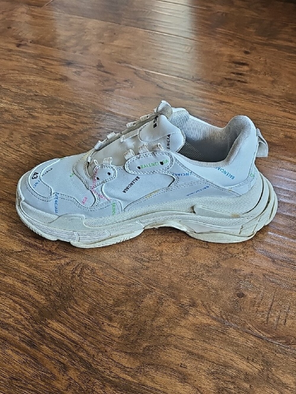 Balenciaga Triple S Sneaker 'Allover Logo - White Multi - Size 43 10US - Picture 6 of 12